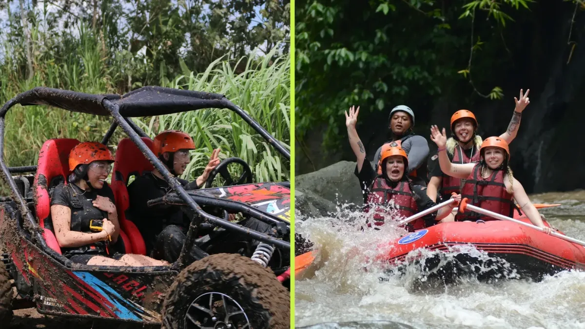 Tandem buggy and rafting combination package